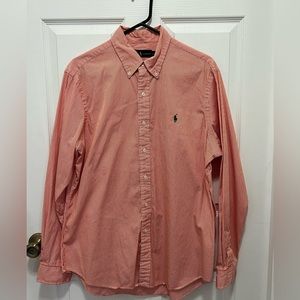 Ralph Lauren button down- orange/white stripe- men’s large